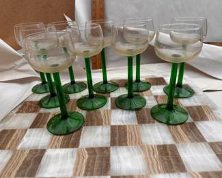 10 Green Stem Glasses $20.00