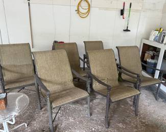 A set of six outdoor chairs.