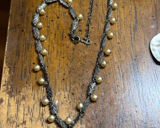 Vintage Christian Dior Silvertone pearl necklace.