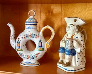 Left: Quimper. 
Right: A Prattware Toby Jug, circa 1800.
