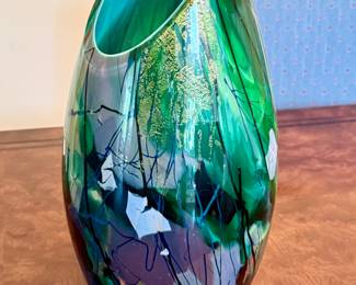 A large Tim Lazer art glass case 18” 