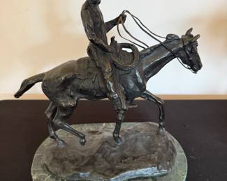 Photo 1 of 2
Bronze sculpture titled , Will Rogers" by Charles Marion Russell (1864-1926). 