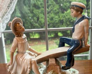 Lladro “Seesaw” Sailor boy and girl Figurine