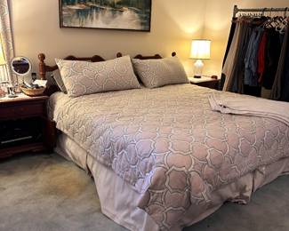 King Size Thomasville Bed 
Custom Made Bedspread Set and Custom Made Drapes 