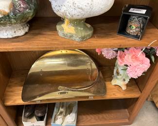 Brass Fireplace Log Holder - Porcelain Vase