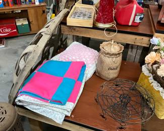 Quilt Afghan McCoy Burlap Bag Cookie Jar