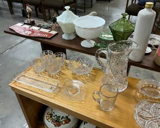 Crystal Cups - Glass Corn on the Cob Dish - Crystal Bowl - American Brilliant Glass Pitcher - Glass Measuring Cup