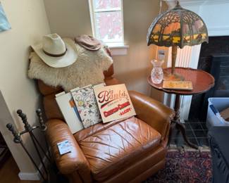 Crystal Vase, Decorative Tray, Wooden Side Table, Hats, Records