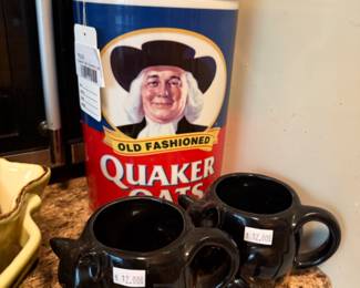 Cat Mugs, Quaker Oats Ceramic Jar