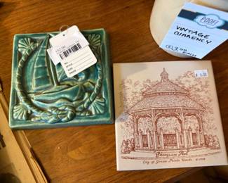 Vintage Currency, Pewabic Sailboat Tile