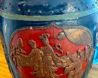 19th century painted Chinese rice barrel