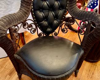 Circa 1900 Heywood Wakefield rattan corner chair, refinished