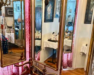 Magnificent 1890s department store brass and cast iron dressing mirror