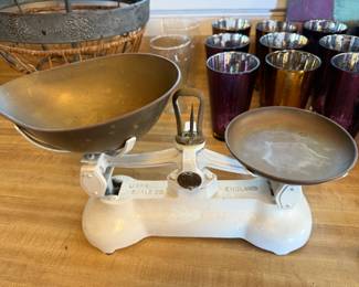 Antique English cast iron kitchen scale