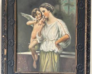 After Adolphe Bouguereau "Love's Secrets" oil on board circa 1900s