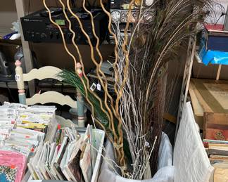 Patterns, Curly Willow Sticks, Peacock Feathers, Silver Lighted Twigs