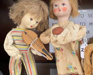 Antique Paper Mache Dolls Poland Pre 1930's Horse Hair Rare