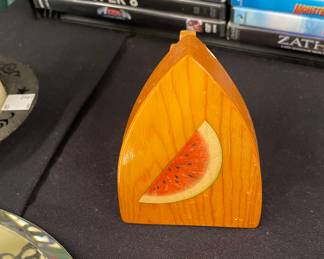 Hand Crafted Wooden Recipe Card Holder with Hand Painted Watermelon