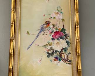 Hsiao Hsia Tsai Originals Birds on Flowering Branch Signed & Framed Paintings