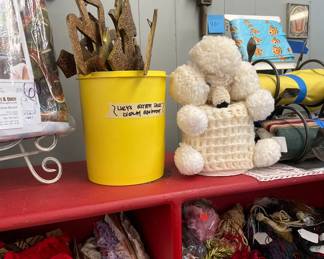 Assorted Religious Items, Hand Crafted Crochet Toilet Paper Roll Cover, Assorted Fabric & Notions