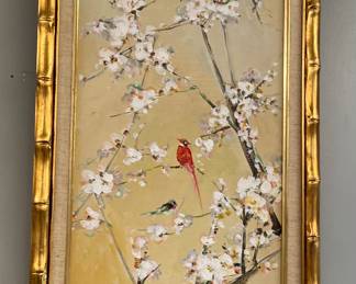 Hsiao Hsia Tsai Originals Birds on Flowering Branch Signed & Framed Paintings
