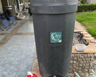 Second of two rain barrels