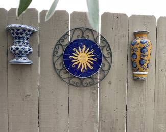 Mosaic art tile sun, wall vases