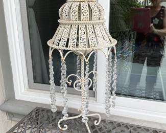 Garden art of metal and crystal