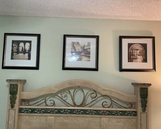 Three gravure style photograph wall art accents