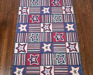 Area Rug - Stars & Stripes | Vintage handmade Company C Rugs & Textiles (Concord, New Hampshire) small wool area rug (80% wool, 20% cotton) with stars and stripes pattern. - w. 36.75 x l. 60.25 in
