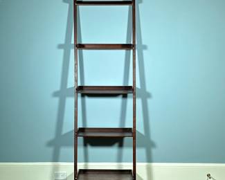 Leaning Ladder Bookshelf | Five-tiered leaning ladder bookshelf. - h. 65.75 x w. 21 x d. 23 in