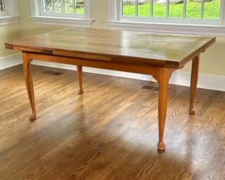 Stickley Furniture Co. Dining Table | Stickley Furniture Company (Manlius, New York) maplewood dining table with drop leaves on either end. - h. 29.5 x w. 40 x l. 106 in
