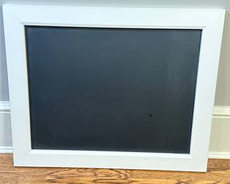 Chalkboard - White Painted Frame | Large chalk board set in a white painted frame.
Dimensions: h. 22 x w. 18 in