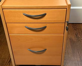 Swedish Style Short File Cabinet | Swedish-style three drawer file cabinet with lock/key for storing computer and/or important papers. - h. 23 x w. 17 x d. 25.5 in