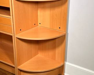 Swedish Style Two-Shelf Corner Round | Swedish-style two-shelf corner round, as additional storage to a bookshelf. - h. 39 x d. 16 in
