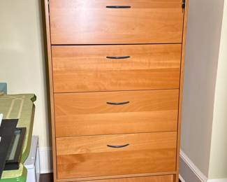 Swedish Style Tall File Cabinet | Swedish-style tall file cabinet with four wide drawers and metal racks for hanging folders. - h. 54.75 x w. 33 x d. 16.5 in