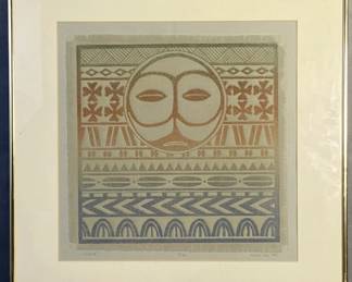 Marie Lim Embossed Art on Fabric Signed
