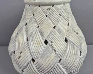 Large Ceramic Basket Weave Pot