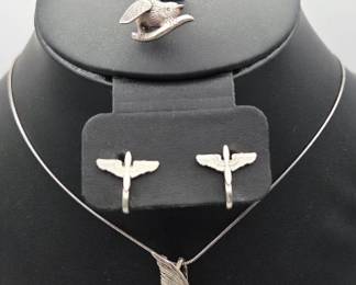 Vintage Sterling Silver Bird Set