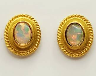 Annie Fensterstock 22K Yellow Gold & Opal