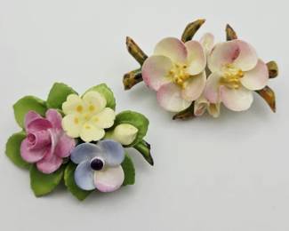 Vintage Staffordshire Porcelain Brooches