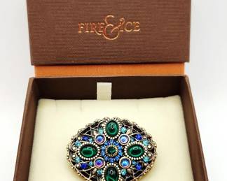Signed Michal Golan Fire & Ice Gold Tone