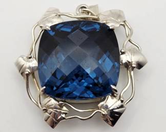 Sterling Silver Teal Crystal Pendant