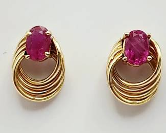 14K Yellow Gold Ruby Earrings