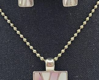 Lia Sophia Silver Tone Mosaic Pendant Necklace &