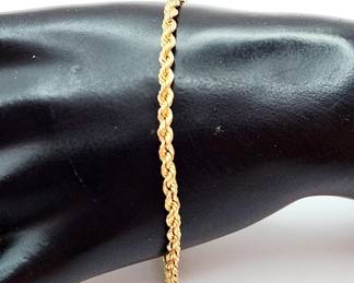 14K Yellow Gold 8" Twist Bracelet