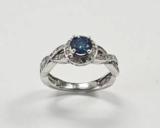14K 1/2 CT & Diamond Irritated Blue Sapphire Ring