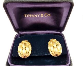 1992 Tiffany & Co 18K Yellow Gold Basket Weave