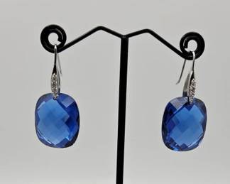 Sterling Silver Blue Crystal Earrings