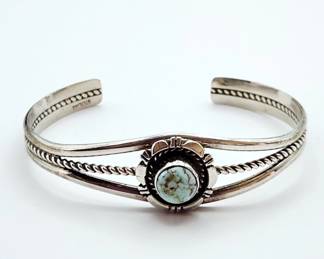 Sterling Shoshone Dry Creek Turquoise Cuff